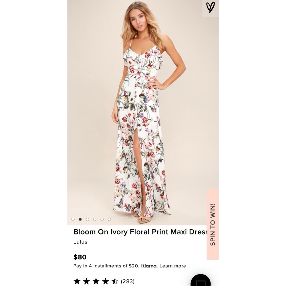Lulu’s Bloom on Ivory Floral Print Maxi Dress XS